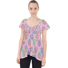Egg Easter Eggs Pastel Digital Art Lace Front Dolly Top by Semog4
