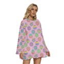 Egg Easter Eggs Pastel Digital Art Round Neck Long Sleeve Bohemian Style Chiffon Mini Dress View3