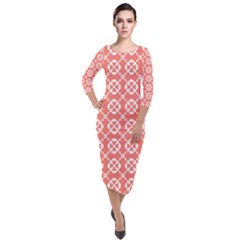 Pattern 292 Quarter Sleeve Midi Velour Bodycon Dress by GardenOfOphir