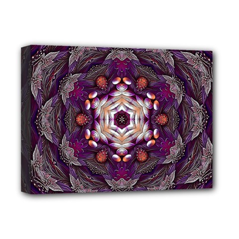 Rosette Kaleidoscope Mosaic Abstract Background Art Deluxe Canvas 16  X 12  (stretched)  by Jancukart