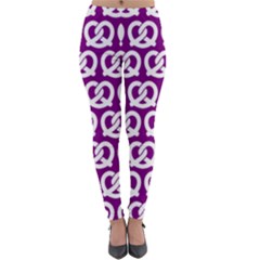Purple Pretzel Illustrations Pattern Lightweight Velour Leggings by GardenOfOphir