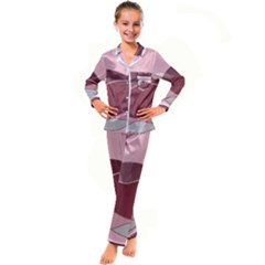 Hills Water Lake Sun Sunrise Lines Drawing Boho Kid s Satin Long Sleeve Pajamas Set by Ravend