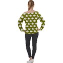 Cute Whale Illustration Pattern Off Shoulder Long Sleeve Velour Top View2