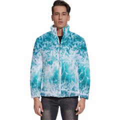 Tropical Blue Ocean Wave Men s Puffer Bubble Jacket Coat by Jack14