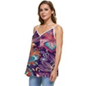 Ornamental Patterns Abstract Flower Pattern Purple Casual Spaghetti Strap Chiffon Top View2