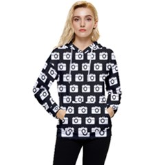 Modern Chic Vector Camera Illustration Pattern Women s Lightweight Drawstring Hoodie by GardenOfOphir