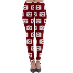 Modern Chic Vector Camera Illustration Pattern Lightweight Velour Leggings by GardenOfOphir