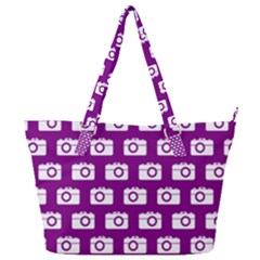 Modern Chic Vector Camera Illustration Pattern Full Print Shoulder Bag by GardenOfOphir