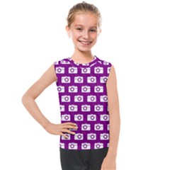 Modern Chic Vector Camera Illustration Pattern Kids  Mesh Tank Top by GardenOfOphir