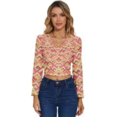Trendy Chic Modern Chevron Pattern Long Sleeve V-neck Top by GardenOfOphir