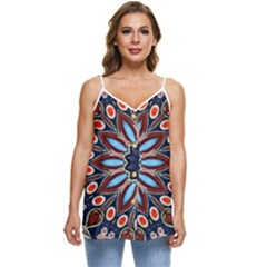 Abstract Kaleidoscope Digital Casual Spaghetti Strap Chiffon Top by Jancukart