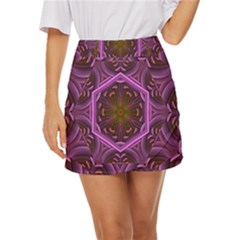 Rosette Mosaic Kaleidoscope Abstract Background Mini Front Wrap Skirt by Jancukart