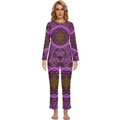 Rosette Mosaic Kaleidoscope Abstract Background Womens  Long Sleeve Lightweight Pajamas Set by Jancukart
