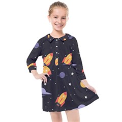 Cosmos Kids  Quarter Sleeve Shirt Dress by nateshop
