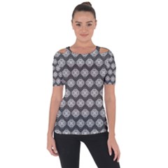 Abstract Knot Geometric Tile Pattern Shoulder Cut Out Short Sleeve Top by GardenOfOphir