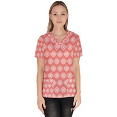 Abstract Knot Geometric Tile Pattern Women s V-neck Scrub Top by GardenOfOphir