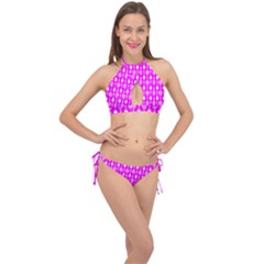 Purple Spatula Spoon Pattern Cross Front Halter Bikini Set by GardenOfOphir