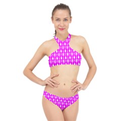 Purple Spatula Spoon Pattern High Neck Bikini Set by GardenOfOphir