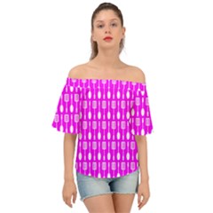 Purple Spatula Spoon Pattern Off Shoulder Short Sleeve Top by GardenOfOphir