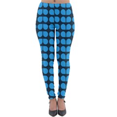 Blue Gray Leaf Pattern Lightweight Velour Leggings by GardenOfOphir