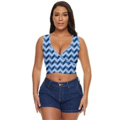 Modern Retro Chevron Patchwork Pattern Women s Sleeveless Wrap Top by GardenOfOphir