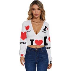 I Love Christian Long Sleeve Deep-v Velour Top by ilovewhateva
