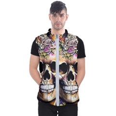 Skeleton Skull Cottagecore Men s Puffer Vest by GardenOfOphir