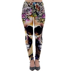 Skeleton Skull Cottagecore Lightweight Velour Leggings by GardenOfOphir