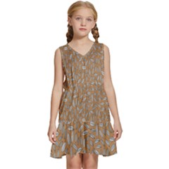 Leaves-013 Kids  Sleeveless Tiered Mini Dress by nateshop