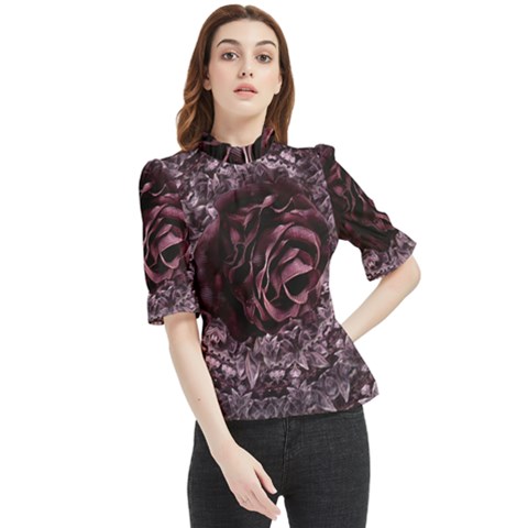 Rose Mandala Frill Neck Blouse by MRNStudios