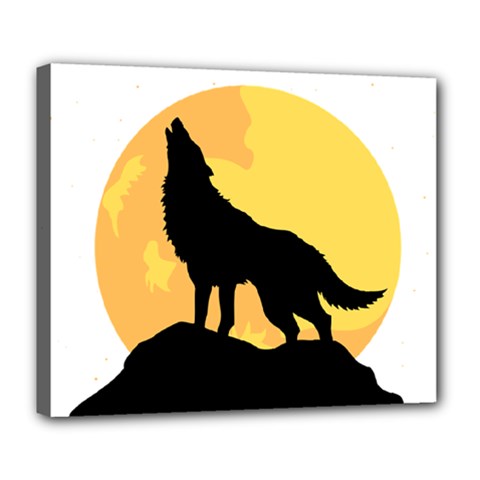 Wolf Wild Animal Night Moon Deluxe Canvas 24  X 20  (stretched) by Semog4