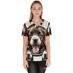 Dog Animal Puppy Pooch Pet Women s V-neck Scrub Top by Semog4