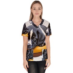 Dog Animal Cute Pet Puppy Pooch Women s V-neck Scrub Top by Semog4