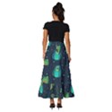 Blue Background Pattern Feather Peacock Tiered Ruffle Maxi Skirt View4