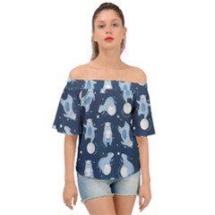 Bear Pattern Patterns Planet Animals Off Shoulder Short Sleeve Top by Semog4