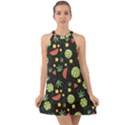 Watermelon Berries Patterns Pattern Halter Tie Back Chiffon Dress View1