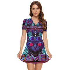 Gamer Life V-neck High Waist Chiffon Mini Dress by minxprints