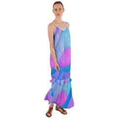 Colorful Blue Purple Wave Cami Maxi Ruffle Chiffon Dress by Semog4