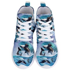 Orca Wave Water Underwater Sky Women s Lightweight High Top Sneakers by Semog4