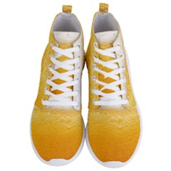 Texture Pattern Macro Glass Of Beer Foam White Yellow Men s Lightweight High Top Sneakers by Semog4