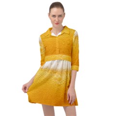 Texture Pattern Macro Glass Of Beer Foam White Yellow Mini Skater Shirt Dress by Semog4