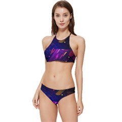 Colorful Abstract Background Creative Digital Art Colorful Geometric Artwork Banded Triangle Bikini Set by Semog4