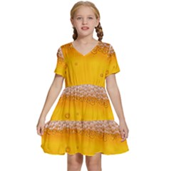 Beer Texture Liquid Bubbles Kids  Short Sleeve Tiered Mini Dress by Semog4