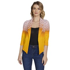 Beer Texture Liquid Bubbles Women s Draped Front 3/4 Sleeve Shawl Collar Jacket by Semog4