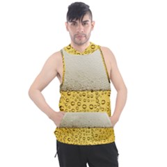Texture Pattern Macro Glass Of Beer Foam White Yellow Art Men s Sleeveless Hoodie by Semog4