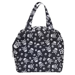 Skull-crossbones-seamless-pattern-holiday-halloween-wallpaper-wrapping-packing-backdrop Boxy Hand Bag by Ravend