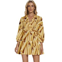 Pasta-79 V-neck Placket Mini Dress by nateshop