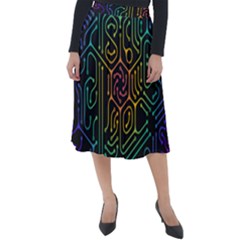 Circuit Hexagonal Geometric Pattern Background Pattern Classic Velour Midi Skirt  by Jancukart