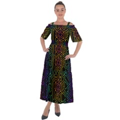 Circuit Hexagonal Geometric Pattern Background Pattern Shoulder Straps Boho Maxi Dress  by Jancukart
