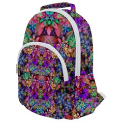 Flower Patterns Abstract Pattern Digital Art Rounded Multi Pocket Backpack by Semog4